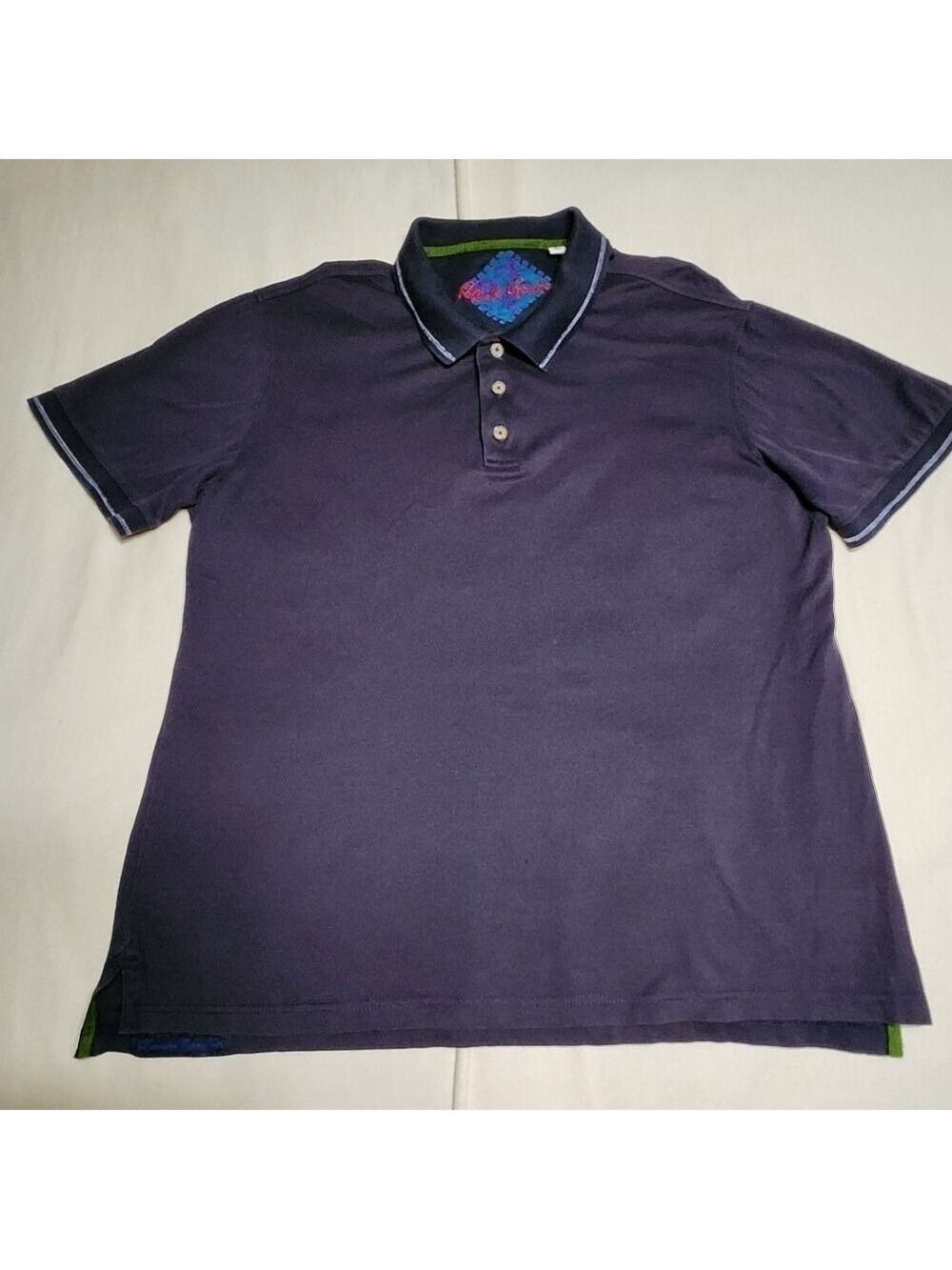 Robert Graham Polo Shirt Navy Cotton Large - Picture 6 of 10